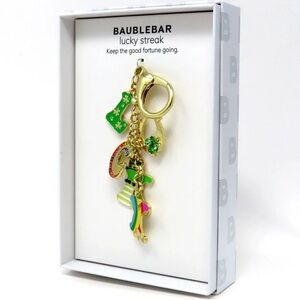 BaubleBar Green and Gold Charm Keychain